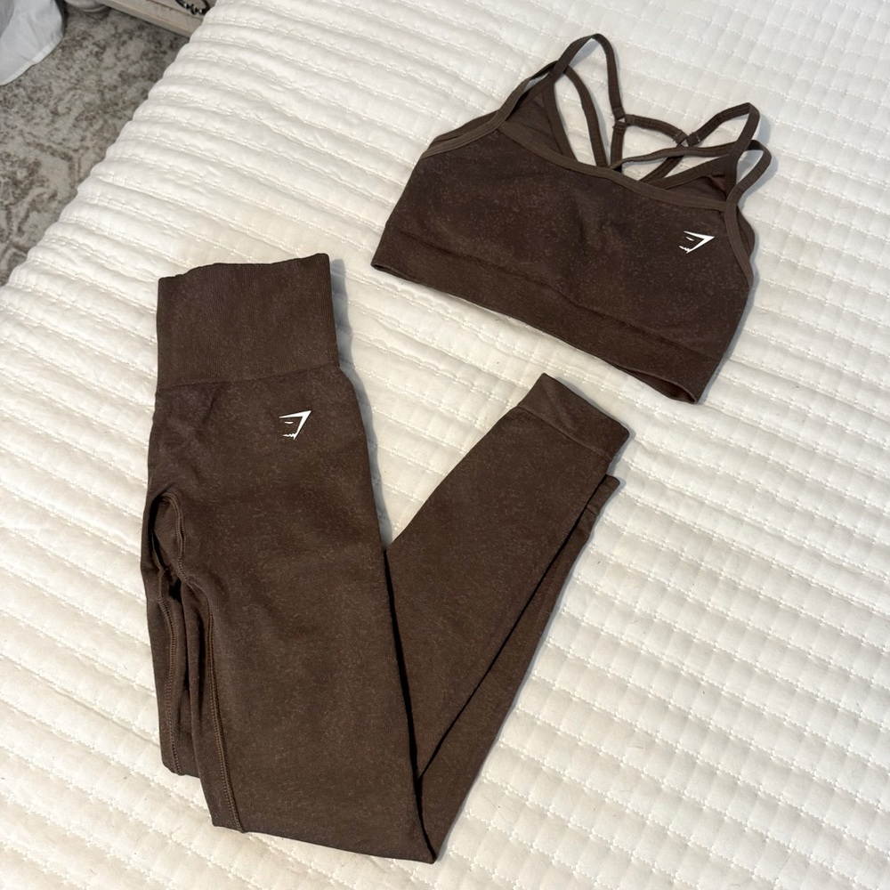 [sold on depop] Gymshark Adapt Fleck Brown Workout Set